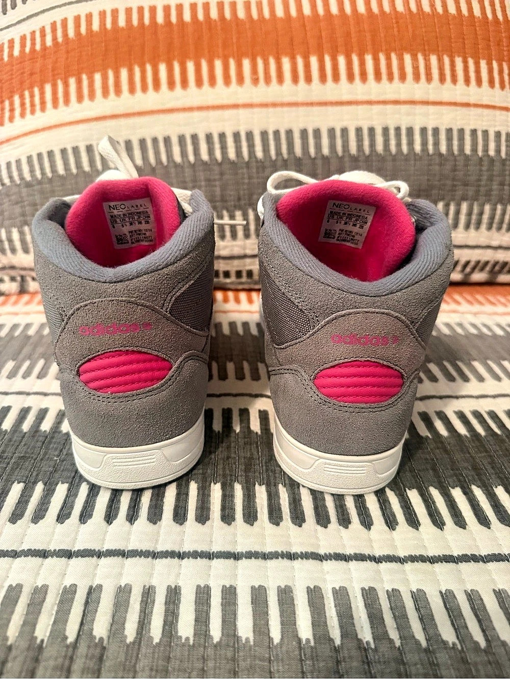 adidas Raleigh Mid K NEO High Top Sneakers Gray & Pink US 6 - Picture 3 of 5
